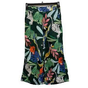 Christian Siriano Tropical Wide Leg Pull On Linen Pants Size S  With Minor Flaw